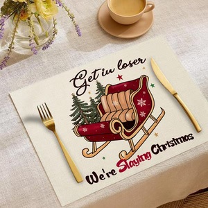Decoraciones navideñas para mesa, <span class=keywords><strong>manteles</strong></span> <span class=keywords><strong>individuales</strong></span>, mantel rojo, verde, a cuadros, <span class=keywords><strong>manteles</strong></span> para mesa de comedor, Navidad - Product Image 5
