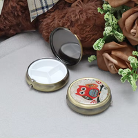 Logo personnalisé Boîte à pilules à compartiment métallique rond Boîte à pilules Étuis de rangement pour pilules médicinales