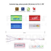 Cable de Carga con Luz LED 3 en 1, Adaptador de Cable de Carga con Luz de Colores, Regalos de Navidad para Teléfono, Impresora, Computadora, Escáner de Código de Barras, Cobre Puro