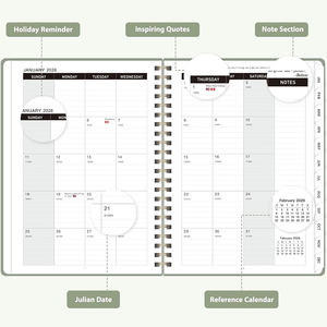 Agenda Personalizada 2026 de Cuero PU A5 con 6 Anillas, Planificador Semanal y Mensual, Calendario Académico, Cuaderno Espiral <span class=keywords><strong>para</strong></span> la Escuela y la Oficina - Product Image 6