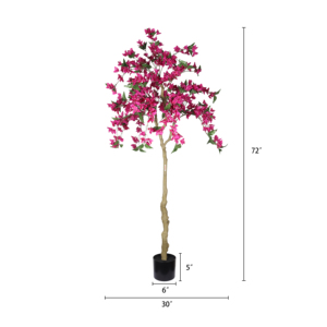 Artificial Bougainvillea <b>Tree</b> 6FT Black Pot Realistic Indoor Decor Potted Faux Plant - Product Image 5