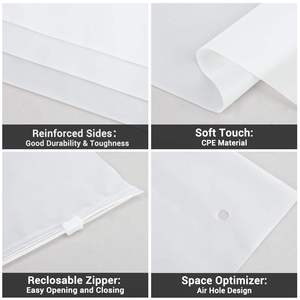 Custom White Matte Frosted Zipper Plastic <b>Bag</b> Free Sample Reclosable <b>Zip</b> Lock Garment Storage Packaging <b>Bag</b> Saving Clothing - Product Image 5