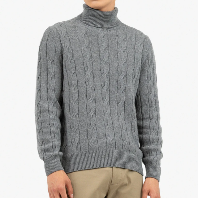 Wholesale Classic Design Cable Knit Turtleneck Cashmere Pullover Cashmere Sweater for Men