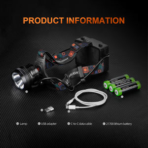 WOSEN Lampe frontale LED portable avec batterie externe, 4000 lumens, perle XHP70, corps en alliage d'aluminium, étanche, faisceau réglable, urgence - Product Image 6