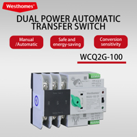 Westhomes WCQ2G-100 Commutateur de transfert automatique sur rail DIN 2P/3P 16A-100A AC400V 6kA Capacité de coupure pour alimentation de secours