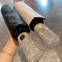 Parapluie incrusté de diamants pour femmes, double usage soleil et pluie, protection de luxe, protection UV, parapluie pliant inversé grand format