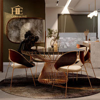 Italienische High-End-Esszimmer möbel Mahagoni Messing Holz furnier Moderner Luxus runder Esstisch für 8 Personen