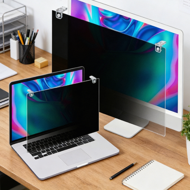 Bozaboza 24 Inch Monitor Acrylic Privacy Screen Clip Rigid Anti Glare Display Shield Side Viewing Protection PC/Notebook Made KR