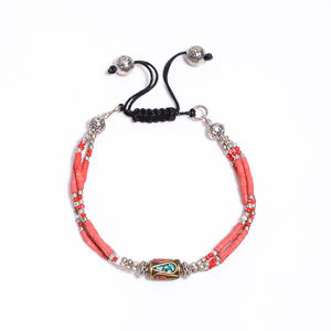 Pulsera de piedras preciosas de moda de coral turquesa natural, pulsera antigua nepalí de plata tibetana, fabricante de joyería de plata - Product Image 3