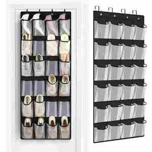 Contenedor de malla grande de 24 compartimentos para zapatos, organizador colgante para armario y zapatero, perchero de malla - Product Image 1