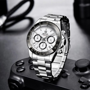 Reloj Cronógrafo de Cuarzo para Hombre Benyar, Esfera Redonda de 40 mm, Brazalete de Acero Inoxidable, Estilo Deportivo, Resistente al Agua 30M - Product Image 3
