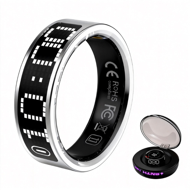 2025 ODM Smart Ring for Women Men Touch Screen App Control Heart Rate Health Tracking GPS OLED Display Waterproof Magnetic