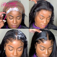 Cheveux Brésiliens en Gros 13x6 pour Dentelle HD, 100% Cheveux Humains Vierges, Trame Double Ultra Fine Faite à la Machine, Tissage de Cheveux Noirs Naturels