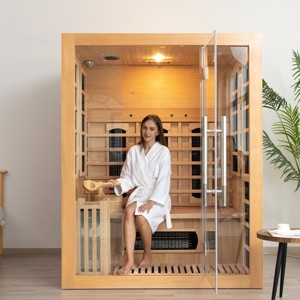 Sauna infrarouge moderne pour 2 personnes en cèdre canadien, chauffage à spectre complet et poêle électrique avec chauffage de 6 kW pour <span class=keywords><strong>spa</strong></span> à domicile et bien-être - Product Image 4