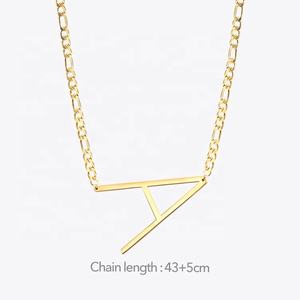 18K الذهب مطلي مجوهرات من صلب لا يصدأ الكوبية سلسلة قلادة بحرف الأولي المختنق للنساء قلادة P193042 - Product Image 4