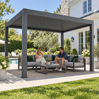 Pergola bioclimatique motorisée en aluminium avec toit à lames orientables, certifiée CE TUV NG-MP2026