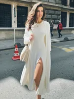 Blubelle Cardigan Robe Long Femme Ample et Doux en Fausse Fourrure de Vison, Pull Décontracté Automne-Hiver, Nouvelle Arrivée