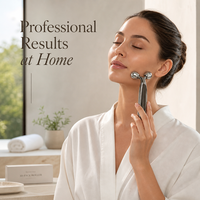 Rouleau de massage facial en alliage d'aluminium argenté Outil de beauté amincissant et serrant pour les soins de la peau Matériau métallique