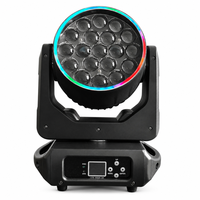 Lampu Wash Moving Head 19x15W CTO Aux Circle Control 16/22/30CH 32-Bit Dimming RDM untuk Pesta dan Perjamuan