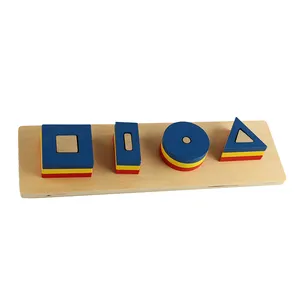 LT030 Montessori Kids Wooden Educational Children Toy Circle, rectangle, triangle, square blocks