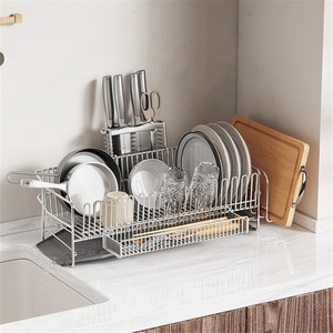 Stainless Steel Kitchen Towel <b>Rack</b> Countertop Two-layer Drain <b>Rack</b> Sink Side Diversion Drain Tableware Collection Non-folding - Product Image 1