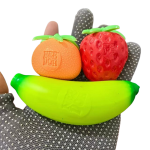Schylling Groovy Fruit Squishy Toys Banana Strawberry Orange Soft Plastic Stress Relief <b>Fidgets</b> 6 <b>Pack</b> Retro Gift - Product Image 5