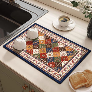 Alfombrilla de cocina tipo patchwork, 30x40cm, 40x60cm, rectangular, absorbente, de poliéster, para encimera, baño, antiescaldaduras, aislante del calor - Product Image 4