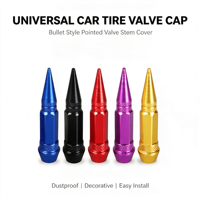 4 pièces Capuchons de valve universels 60 mm à pointe pour pneus de voiture
