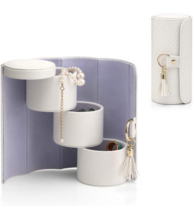 PU Velvet Travel Jewelry <b>Case</b> Roll Bag <b>Small</b> Organizer for Necklace Bracelet Earring with Detachable <b>Small</b> Pouch - Product Image 2