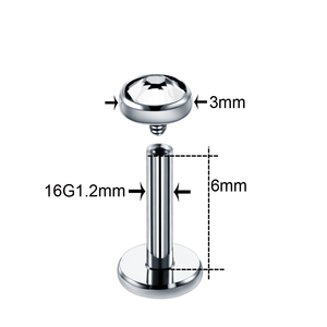 Titanio internamente roscado CZ cristal <span class=keywords><strong>Labret</strong></span> Stud Monroe Piercing pendiente Stud cartílago Tragus Piercing labio Piercing joyería - Product Image 2