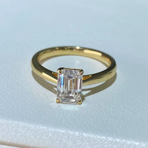 Anillo de Compromiso Solitario de Diamante Cultivado <span class=keywords><strong>en</strong></span> Laboratorio con Corte Esmeralda <span class=keywords><strong>en</strong></span> Oro Sólido de 14K, Color E, Certificado IGI, Unisex, HUA CAN - Product Image 3