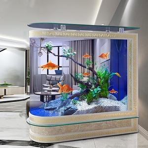 Ultra Helder Glas <span class=keywords><strong>Aquarium</strong></span> Groot <span class=keywords><strong>Aquarium</strong></span> Met Filtratie Verlichting Transparante Panoramische Woonkamer Decoratie - Product Image 1