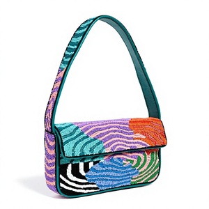 Sac à main tendance de qualité supérieure, élégant et unique, avec motif rectangulaire ondulé coloré, en textile de coton, sacs à bandoulière - Product Image 1