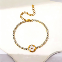 Pulsera de tenis de acero inoxidable PVD316 con circonitas, impermeable, chapada en oro de 18K, a la moda para mujer, venta al por mayor de fábrica