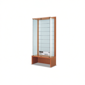 ตู้โชว์ทันสมัยพร้อมผนังไม้ระแนงและตู้ฐาน 104x46x218 ซม. ชั้นวางโชว์ไม้เชอร์รี่ - Product Image 2