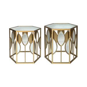 Mesas de consola con marco de Metal dorado elegante moderno, decoración de hojas, anidamiento para sala de estar, hogar, Bar, hoteles, muebles elegantes - Product Image 1