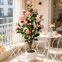 Décorations de mariage en gros : Arbre de camélia artificiel en tissu, fleurs artificielles pour extérieur, intérieur, bureau, hôtel, magasin, maison