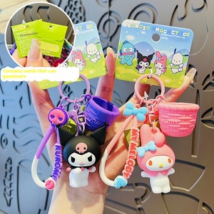 Para Sanrio creativo dibujos animados Krome KT llavero genuino verde planta colgante pequeño Anime llavero juguete bolsa colgante Material plástico - Product Image 1