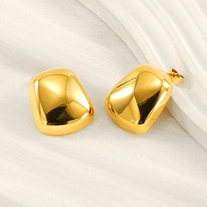 Geometric Gold Stud Earrings Stainless Steel Women's Fashion Jewelry Lightweight Elegant Design For Everyday Wear - Product Image 1