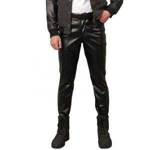 Pantalons en cuir pour hommes, coupe skinny, élastiques, mode, streetwear, moto, grandes tailles, jeans pour hommes - Product Image 6