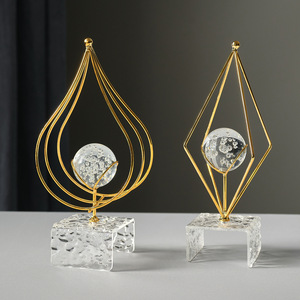 Crystal Ball Art Ornament Glass Acrylic Iron Abstract Sphere Home Decoration Gift - Product Image 4