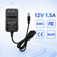 Adaptateur secteur mural AC/DC 12V 1.5A 5.5x2.5mm 18W conforme RoHS, service personnalisé, pour lecteur DVD