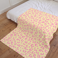 Couverture en flanelle douce en microfibre rose à pois animaux, confortable et chaude, pour la décoration de chambre de filles, couverture de sieste