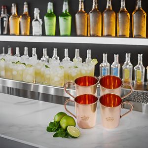 PARIJAT Artisanat Moderne Cuivre Moscou Mules Tasses 16 oz Capacité Lot de 4 Micro-ondes & Thermique Coffre-fort avec Logo - Product Image 2