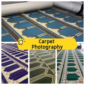 Custom High Quality Polyester Jacquard Tufted Machine Made Mosque Prayer Carpet Muslim Use Red High Pile Home Use Floor Roll - Product Image 3