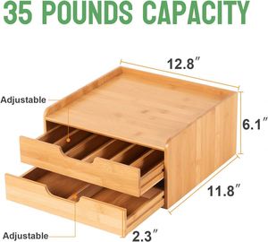 Organizador de Cápsulas de Café de Bambú de Alta Calidad, Organizador de Bolsitas de Té, Organizador de Café y Té con Cajón para Cocina - Product Image 2
