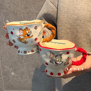 Taza de Café de Cerámica de Tom y Jerry con Asa, Diseño de Dibujos Animados, Tom Rojo, Jerry Marrón, Tuffy Azul, Primavera 2025, Taza de Regalo - Product Image 4