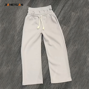 Pantalones holgados de pierna ancha en blanco de alta calidad con cordón para hombre, pantalones de chándal de cintura alta apilados de gran tamaño para hombre - Product Image 4
