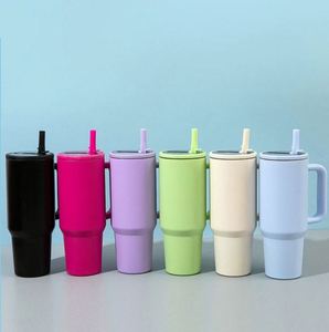 Gobelet isotherme sous vide 40 oz personnalisé avec logo, écologique, anti-fuite, en acier inoxydable, avec poignée et couvercle rabattable, idéal pour la rentrée scolaire et les voyages - Product Image 2