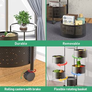 <b>Kitchen</b> Organizer Multi-layer Metal Space-saving Shelf <b>Kitchen</b> Vegetable and Fruit <b>Storage</b> Rotatable Shelf - Product Image 5